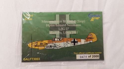 Messerschmitt bf 109F-2 (Trop) GALFT3003 1941, 1:72, Gemini Aces, Die Cast, No Original Box