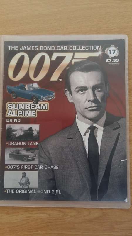 James Bond -DR. NO- Sunbeam Alphine & Magazine, No.17, Die Cast, 1:43, New in Perspex Case