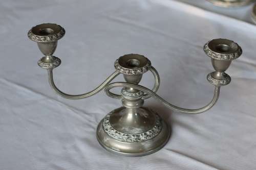 Vintage Plated Three Sconce Candelabra