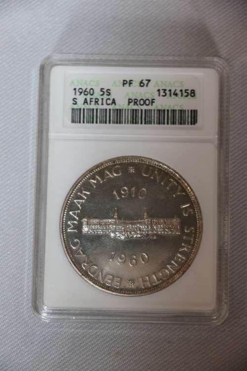 1960 Crown, 5 Shillings - ANACS - PF67