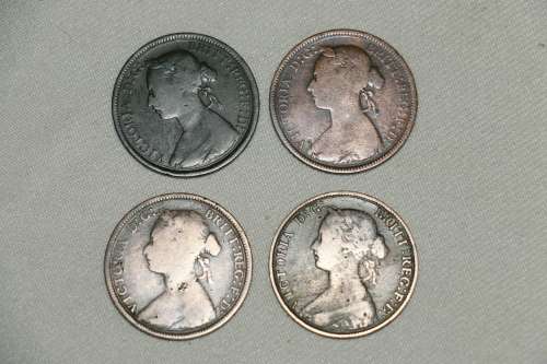 1800's Half Penny Coins x 4