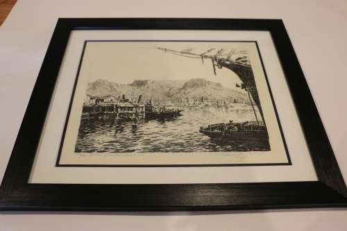 Tinus de Jongh - Etching - Cape Town Docks 1922