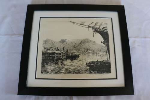 Tinus de Jongh - Etching - Cape Town Docks 1922
