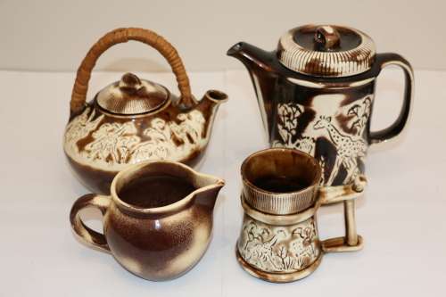 Vintage Hand Painted Crescent Ware Tea/Coffee Serving Set (Kruger Park)