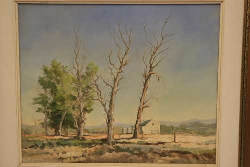 Paul Lavender Framed Oil on Canvas - Highgate Ostrich Farm c.1973