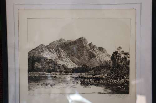 Tinus de Jongh - Etching - The Berg Rivier