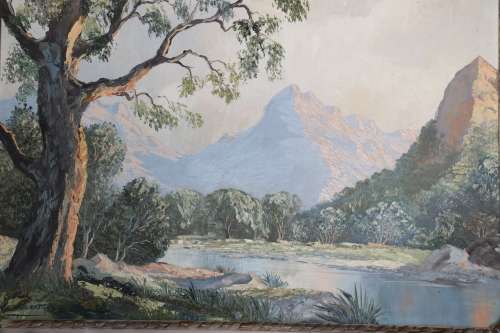 Beautiful "L Albertyn" Mountain Scene Artwork - 640 x 790 mm
