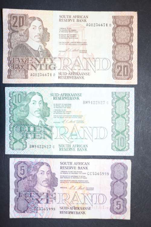 C.L. Stals 5 Rand, 10 Rand, 20 Rand Notes - Republic of South Africa