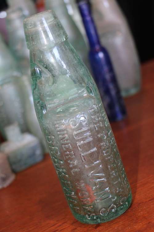 Vintage Sullivan Mineral Works Brakpan, Codd Bottle with Marble