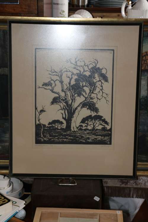 Original Pierneef - Framed Linocut - 57 x 47 cm Frame Size