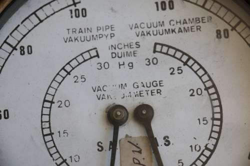 Vintage Brass Locomotive Pressure Gauge - Train Pipe Vacuum Chamber