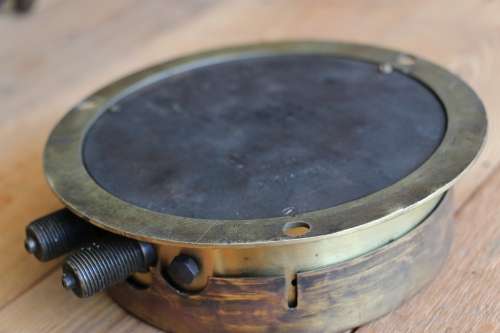 Vintage Brass Locomotive Pressure Gauge - Train Pipe Vacuum Chamber