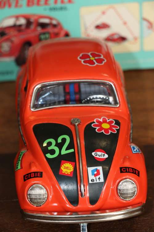 Vintage Tin Toy Love Love Beetle Mystery Bump 'n Go - Taiyo Made in Japan