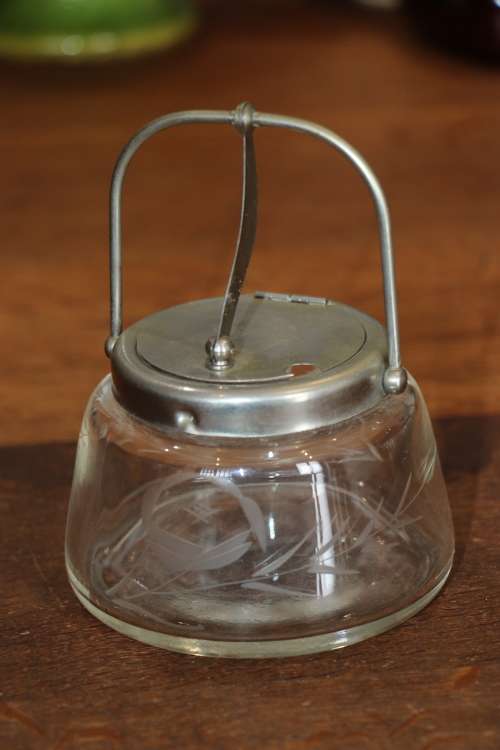 Beautiful Cut Glass Honey Pot