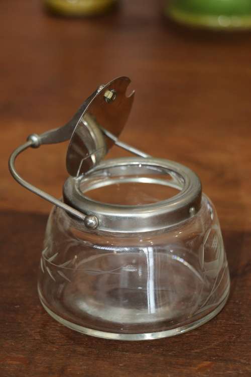 Beautiful Cut Glass Honey Pot