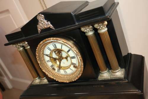 Beautiful Antique "Ansonia" Mantel Clock with Metal Casing