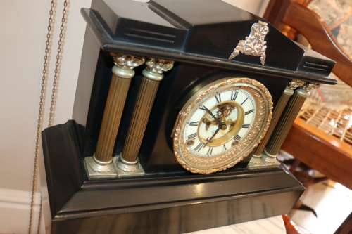 Beautiful Antique "Ansonia" Mantel Clock with Metal Casing