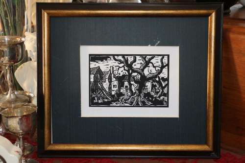 Beautiful Original Gregoire Boonzaier - Framed Linocut - 41 x 35 cm Frame Size