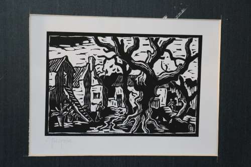 Beautiful Original Gregoire Boonzaier - Framed Linocut - 41 x 35 cm Frame Size