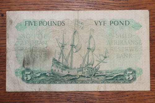 Beautiful MH de Kock South African Bank Note - Vyf / Five Pounds