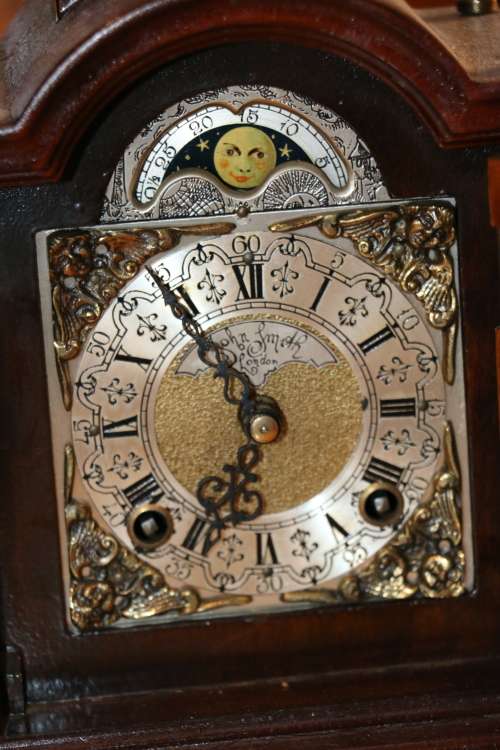 Beautiful Antique John Smith, London, "Warmink" Moonface Mantel / Bracket Clock