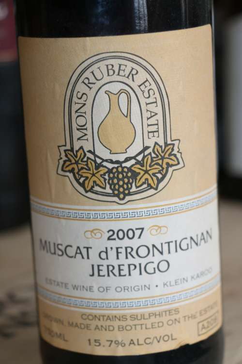 Beautiful 2007 Mons Ruber Estate Muscat d'Frontignan Jerepigo - 750 ml
