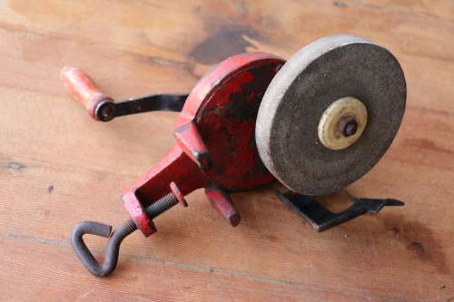 Vintage Hand Crank Grinding Stone