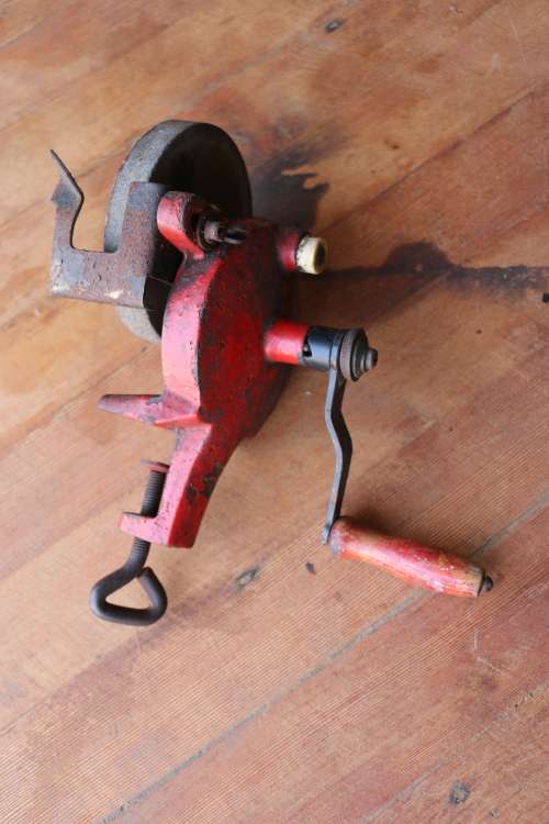 Vintage Hand Crank Grinding Stone