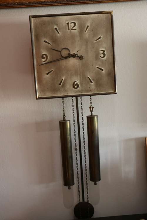 Beautiful Antique Metal Face Art Nouveau Wall Clock with Bell