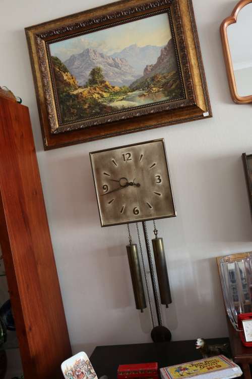 Beautiful Antique Metal Face Art Nouveau Wall Clock with Bell