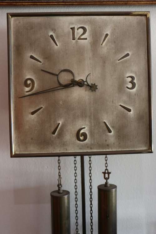 Beautiful Antique Metal Face Art Nouveau Wall Clock with Bell