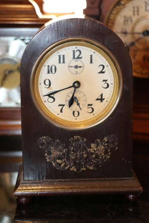 Beautiful Antique Mantel Clock with Seconds and Minutes Dials and Music Box