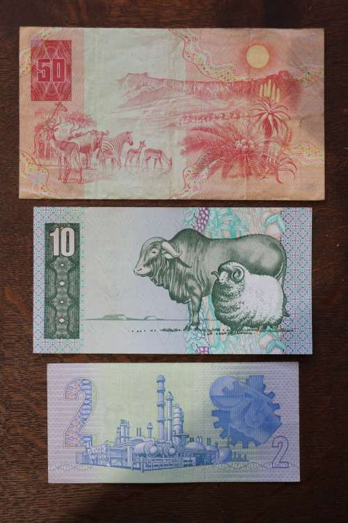 Beautiful South Africa Gerhard de Kock Set, R50 Fyftig Rand, R10 Tien Rand, R2 Twee Rand