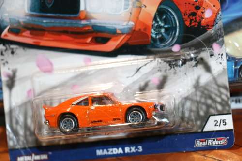2017 Hot Wheels Diecast Model - Japan Historics - Mazda RX-3 - Metal & Real Riders