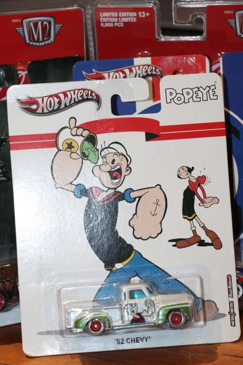 2012 HOT WHEELS PREMIUM Diecast Model - Popeye, '52 Chevy - Metal / Real Riders