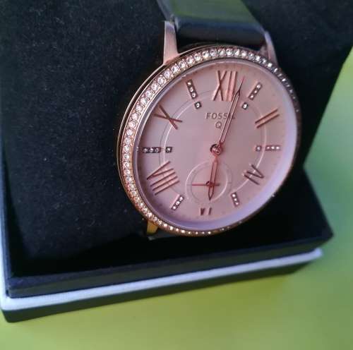 Fossil Q Gazer Ladies Hybrid Smartwatch (FTW1116) Rose Gold Dial Leather Strap