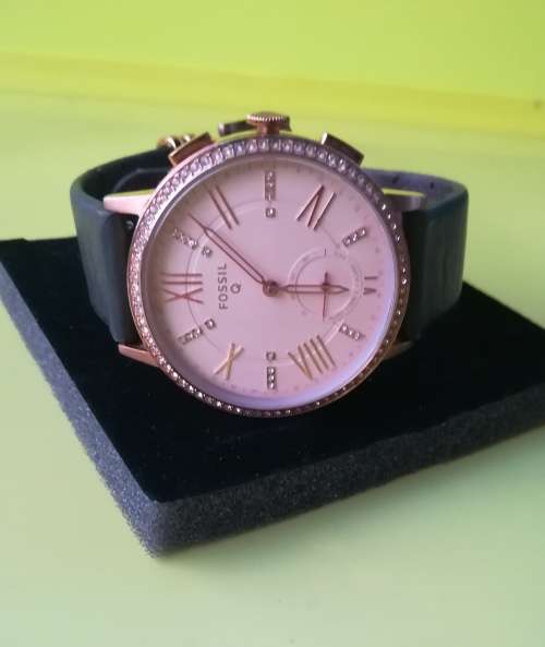 Fossil Q Gazer Ladies Hybrid Smartwatch (FTW1116) Rose Gold Dial Leather Strap