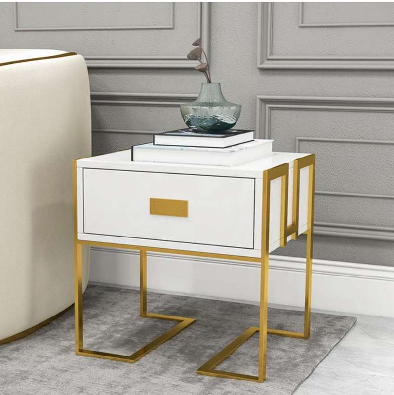 Efurn- one drawer side table white