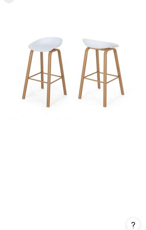 Efurn Bar stool set of 2 white