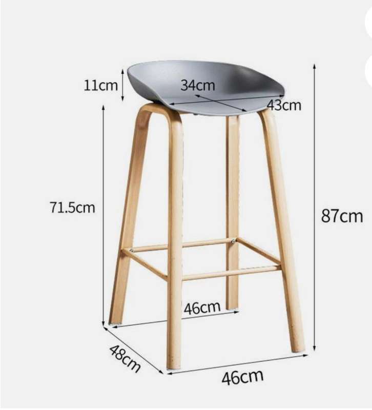 Efurn Bar stool set of 2 grey