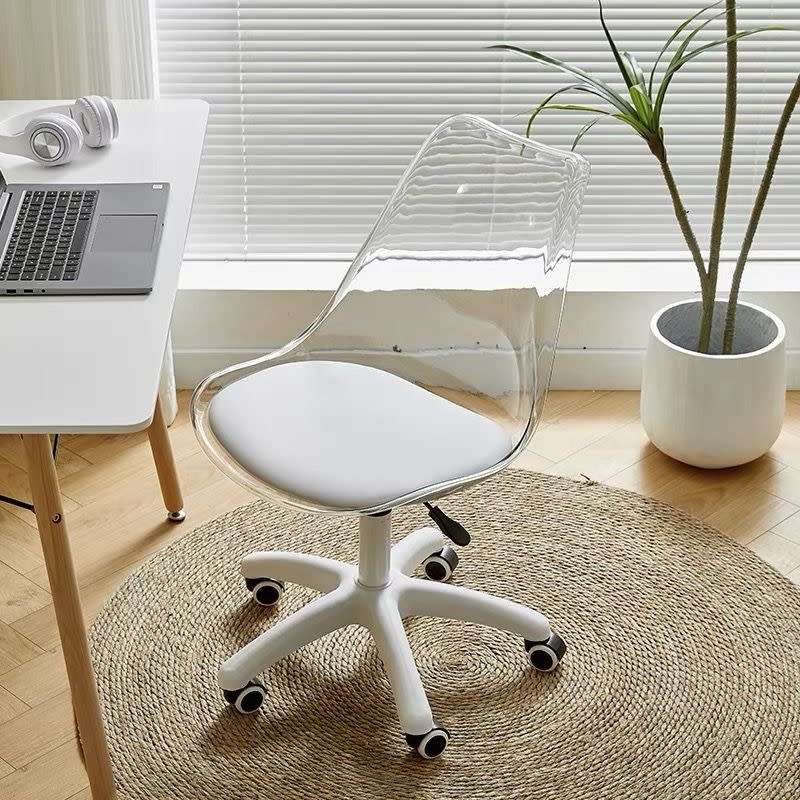 Transparent plastic office desk chair white