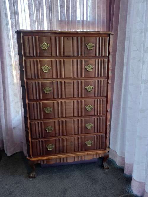 IMBUIA BALL and CLAW CHEST OF DRAWERS (6 drawers)