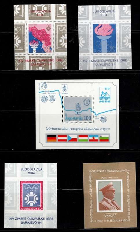 YUGOSLAVIA (5 Miniature sheets)