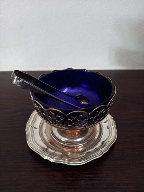 SUGAR BOWL WITH TRAY and TONGUES