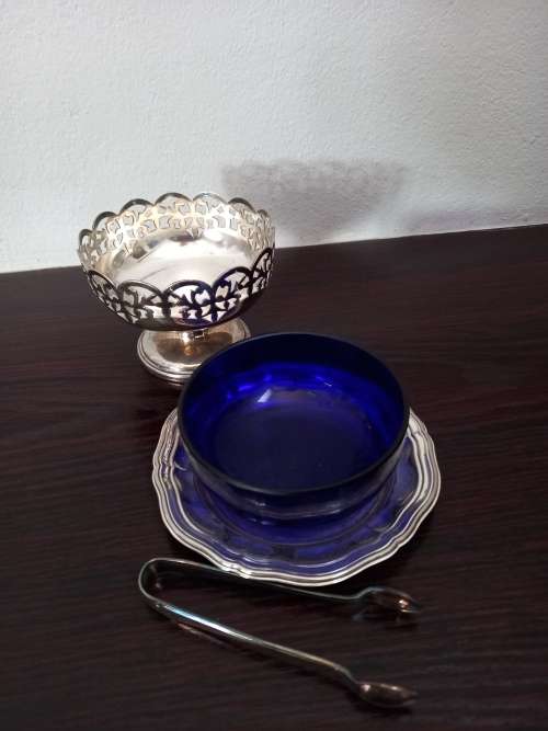 SUGAR BOWL WITH TRAY and TONGUES