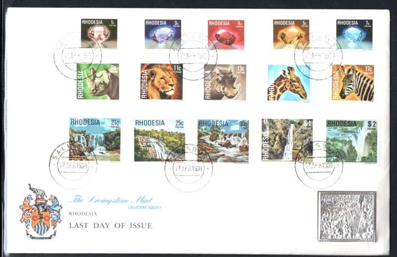 RHODESIA (1980  Last Day with Silver $2 replica stamp)