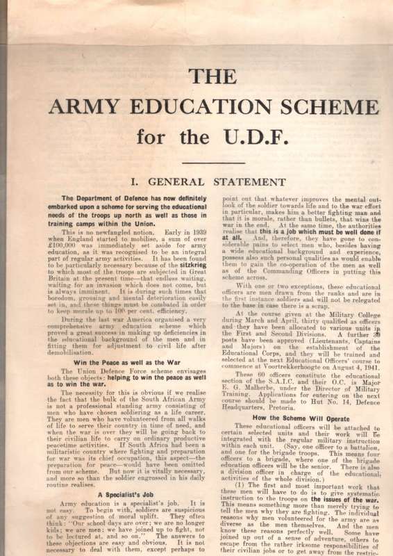 ARMY EDUCATION SCHEME (1941)