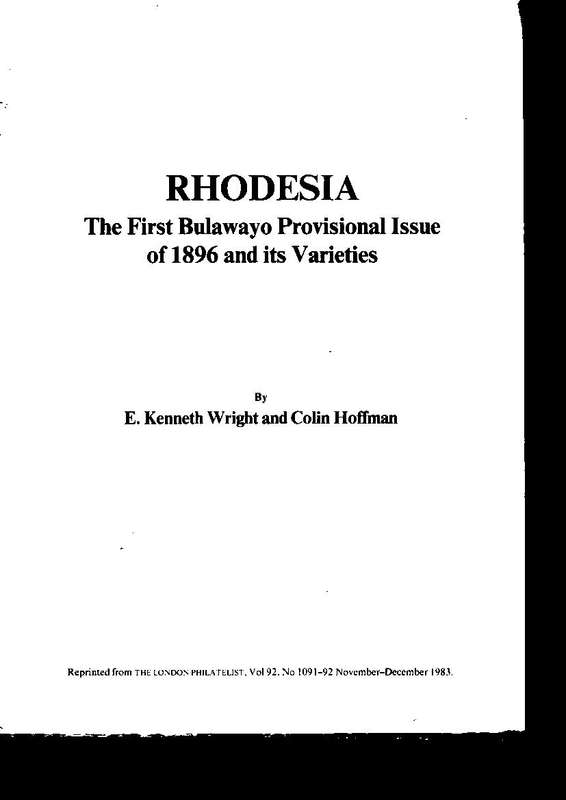 RHODESIA - THE FIRST BULAWAYO PROVISIONAL ISSUE OF 1896