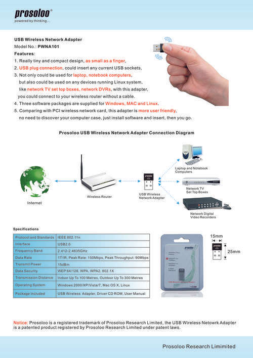 2.4GHz Wireless adapter adaptor enable wifi on your old laptop or pc