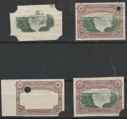 SOUTHERN RHODESIA 1935 VICTORIA FALLS 2d WATERLOW PROOFS MNH